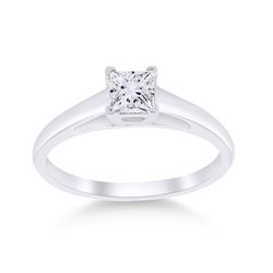 1/2 CTW Womens Round Diamond Princess Ring 14kt White Gold - REF-109A2M
