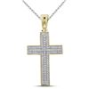 Image 1 : 1/3 CTW Mens Round Diamond Cross Charm Pendant 10kt Yellow Gold - REF-49A3M