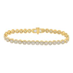 3 CTW Womens Round Diamond Tennis Bracelet 14kt Yellow Gold - REF-265N9A