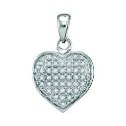 1/10 CTW Womens Round Diamond Heart Cluster Pendant 10kt White Gold - REF-12T2V