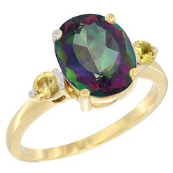 2.64 CTW Mystic Topaz & Yellow Sapphire Ring 14K Yellow Gold - REF-32M3A