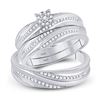 Image 1 : 1/3 CTW His Hers Round Diamond Cluster Matching Wedding Set 10kt White Gold - REF-44A4M