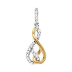 1/3 CTW Womens Round Diamond Fashion Pendant 10kt Two-tone Gold - REF-27M3F