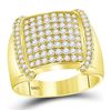 Image 1 : 1 & 3/4 CTW Mens Round Diamond Square Cluster Ring 14kt Yellow Gold - REF-177W3H