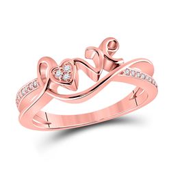 1/12 CTW Womens Round Diamond Love Heart Ring 10kt Rose Gold - REF-27Y3N