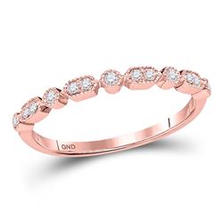 1/8 CTW Womens Round Diamond Stackable Band Ring 10kt Rose Gold - REF-17V6Y