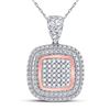 Image 1 : 1/10 CTW Womens Round Diamond Square Cluster Pendant 10kt Two-tone Gold - REF-16Y4N