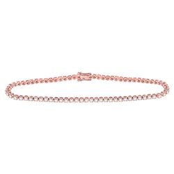 1 & 1/5 CTW Womens Round Diamond Studded Tennis Bracelet 10kt Rose Gold - REF-99N2A