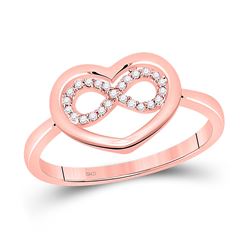1/20 CTW Womens Round Diamond Infinity Heart Ring 10kt Rose Gold - REF-17X6T
