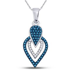 1/5 CTW Womens Round Blue Color Enhanced Diamond Fashion Pendant 10kt White Gold - REF-20V5Y