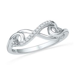 1/20 CTW Womens Round Diamond Infinity Knot Ring 10kt White Gold - REF-17F3W