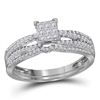 Image 1 : 1/2 CTW Princess Diamond Cluster Bridal Wedding Ring 14kt White Gold - REF-47X6T