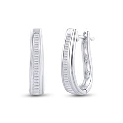 1/2 CTW Womens Baguette Channel-set Diamond Hoop Earrings 10kt White Gold - REF-34V3Y