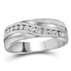 Image 1 : 1 CTW Mens Round Diamond Wedding Band Ring 10kt White Gold - REF-146R6X