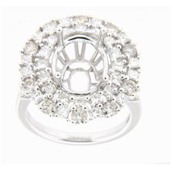 3.05 CTW Diamond Semi Mount Ring 18K White Gold - REF-334N6Y