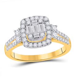 3/4 CTW Womens Baguette Diamond Square Cluster Ring 14kt Yellow Gold - REF-88W5H