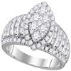 Image 1 : 1 & 7/8 CTW Womens Round Diamond Oval Cluster Ring 10kt White Gold - REF-129H5R