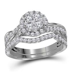 1 CTW Round Diamond Bridal Wedding Ring 14kt White Gold - REF-85Y3N