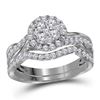 Image 1 : 1 CTW Round Diamond Bridal Wedding Ring 14kt White Gold - REF-85Y3N