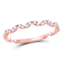 1/5 CTW Womens Round Diamond Zigzag Stackable Band Ring 10kt Rose Gold - REF-17A6M