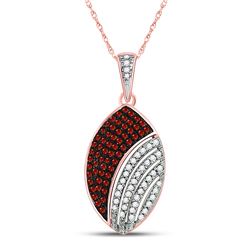 1/3 CTW Womens Round Red Color Enhanced Diamond Oval Pendant 10kt Rose Gold - REF-29M9F