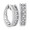 Image 1 : 1/2 CTW Womens Round Diamond Hoop Earrings 10kt White Gold - REF-54R5X