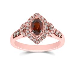 7/8 CTW Womens Oval Garnet Diamond Solitaire Ring 14kt Rose Gold - REF-51T8V