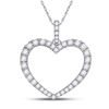 1/2 CTW Womens Round Diamond Outline Heart Pendant 14kt White Gold - REF-34R3X