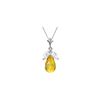 Genuine 7.2 ctw Citrine & White Topaz Necklace 14KT White Gold - REF-30N5R