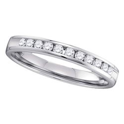 1/4 CTW Womens Round Diamond Slender 2.5mm Wedding Band Ring 14kt White Gold - REF-38T2V