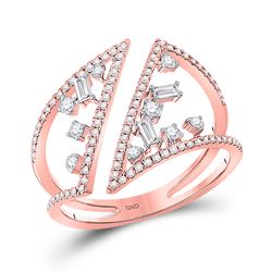 3/8 CTW Womens Round Diamond Modern Geometric Band Ring 14kt Rose Gold - REF-49R3X
