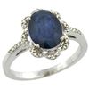 Image 1 : 2.26 CTW Blue Sapphire & Diamond Ring 10K White Gold - REF-53F5N