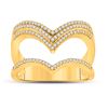Image 1 : 3/8 CTW Womens Round Diamond Chevron Band Ring 10kt Yellow Gold - REF-54H5R