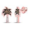 Image 1 : 1/8 CTW Womens Round Brown Diamond Palm Tree Earrings 10kt Rose Gold - REF-15N2A