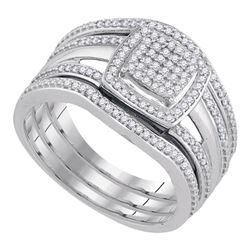 1/3 CTW Round Diamond Square Bridal Wedding Engagement Ring 10kt White Gold - REF-45A2M