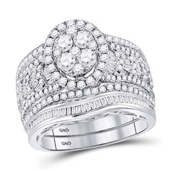2 CTW Round Diamond Oval Bridal Wedding Ring 14kt White Gold - REF-190W8H