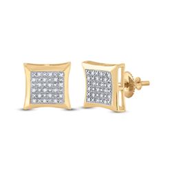1/12 CTW Mens Round Diamond Kite Square Earrings 10kt Yellow Gold - REF-17N6A