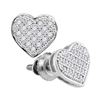 Image 1 : 1/10 CTW Womens Round Diamond Heart Cluster Stud Earrings 10kt White Gold - REF-10T9V