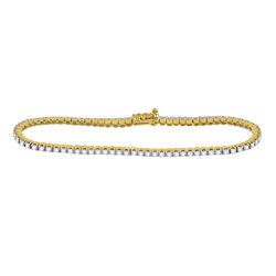 2 CTW Womens Round Diamond Classic Tennis Bracelet 14kt Yellow Gold - REF-177V3Y
