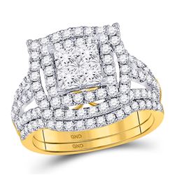 2 CTW Princess Diamond Bridal Wedding Ring 14kt Yellow Gold - REF-160A9M