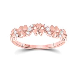 1/8 CTW Womens Round Diamond Flower Band Ring 10kt Rose Gold - REF-17H6R