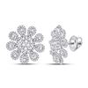 Image 1 : 1 & 7/8 CTW Womens Round Diamond Starburst Cluster Earrings 14kt White Gold - REF-166M4F
