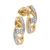 Image 1 : 1/20 CTW Womens Round Diamond Vertical Flower Cluster Earrings 10kt Yellow Gold - REF-12R2X