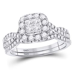 1 CTW Princess Diamond Bridal Wedding Ring 14kt White Gold - REF-85N8A