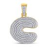 Image 1 : 3/4 CTW Mens Round Diamond Initial C Letter Charm Pendant 10kt Yellow Gold - REF-57H3R