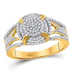 1/3 CTW Womens Round Diamond Circle Cluster Ring 10kt Yellow Gold - REF-30V7Y