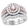 Image 1 : 1 & 1/2 CTW Round Diamond Bridal Wedding Ring 14kt Two-tone Gold - REF-136W4H