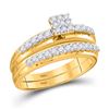 Image 1 : 1/2 CTW Round Diamond Cluster Bridal Wedding Ring 14k White Gold - REF-55Y3N