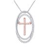 Image 1 : 1/8 CTW Womens Round Diamond Oval Moving Cross Pendant 10kt Two-tone Gold - REF-15A2M