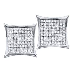 1/6 CTW Womens Round Diamond Square Kite Cluster Earrings 14kt White Gold - REF-15Y2N